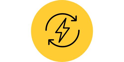 icon of a lightning bolt with rotating arrows